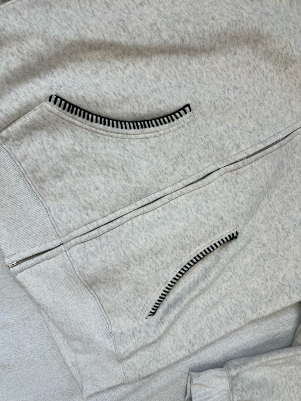 Women's Light Gray Zip Hoodie with Black Trim - Picture 3 of 4